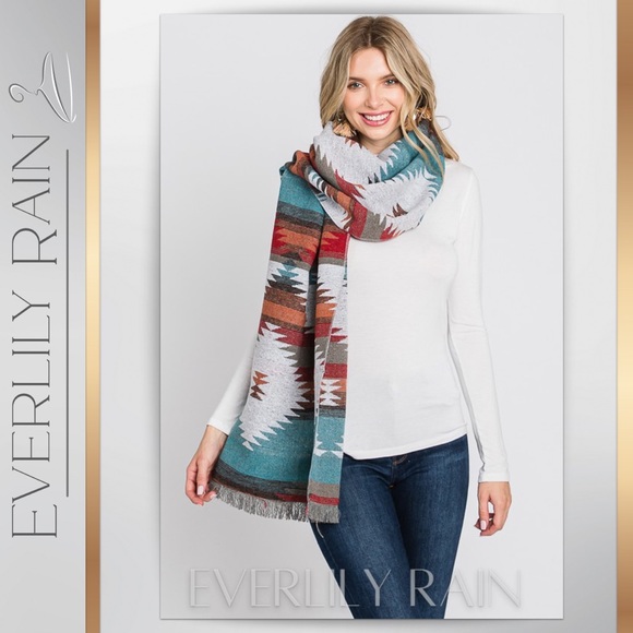 LAST ONE! Aztec Print Wide Long Scarf - Picture 8 of 12